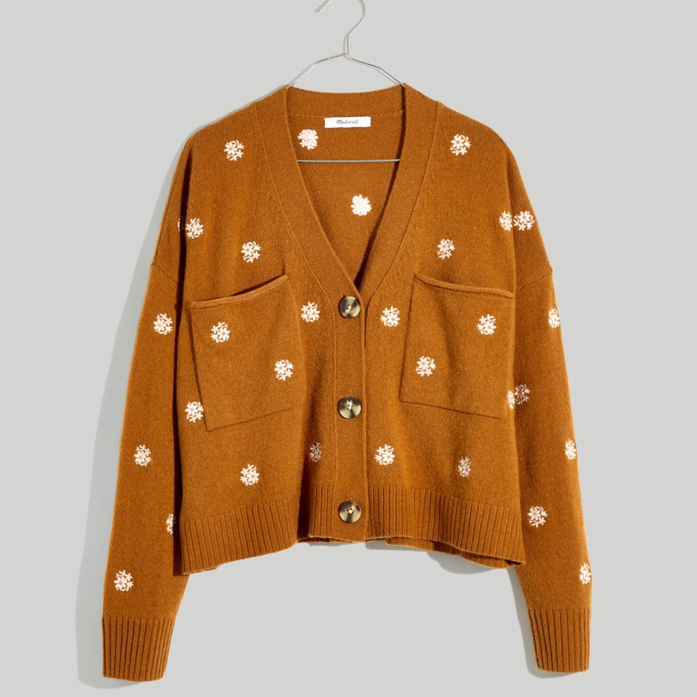Madewell Floral-Embroidered Upton Cardigan Sweater